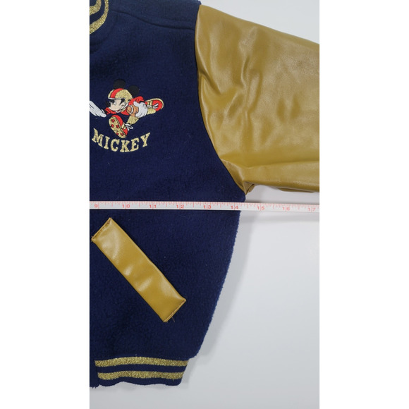 Disney Mickey Mouse Rugby Football Bomber Jacket Size 2T-3T Navy Blue Gold - Picture 8 of 11